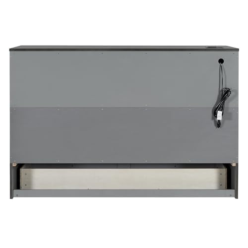 Queen Size Murphy Bed with Storage Drawer & Charging Station C466075