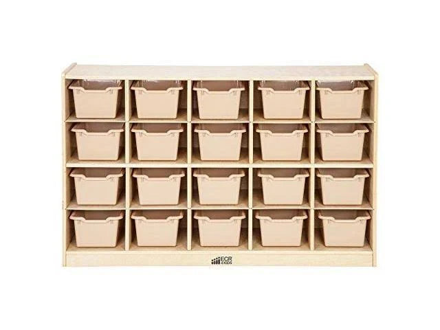 20-Cubby Birch Tray Cabinet with Sand Bins O390611