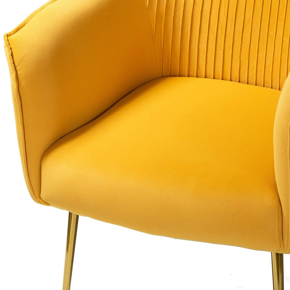 Mustard Upholstered Barrel Chair with Golden Base D7317