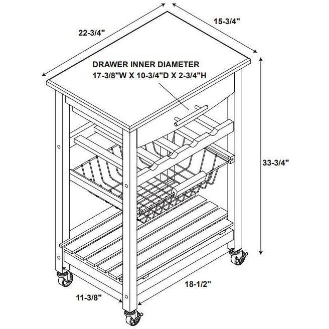 Gray Wood and Stainless Steel Kitchen Cart G41926