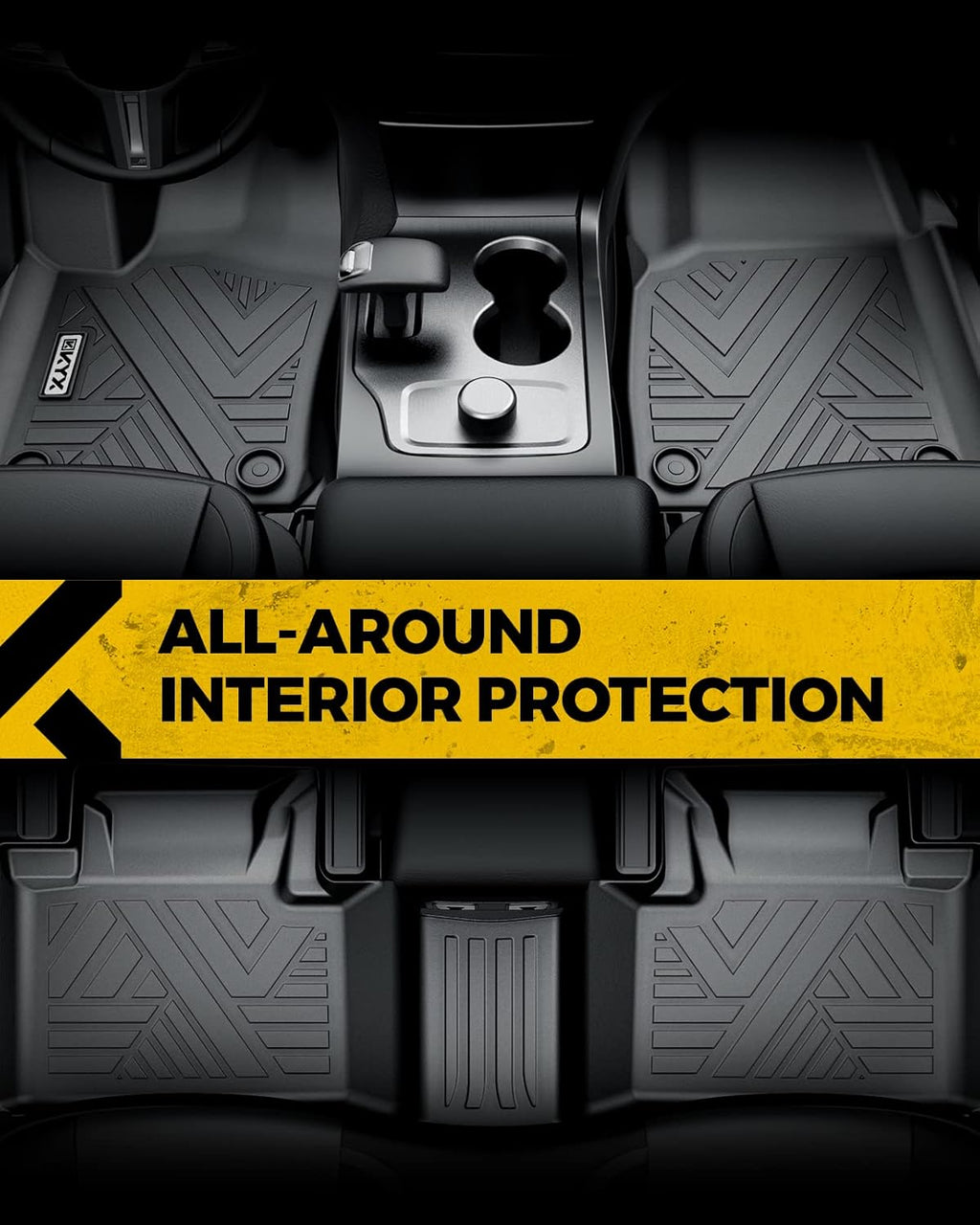 All Weather TPE Black Car Floor Mats Front & 2nd Row Z871