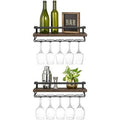 Wall Mounted Wine Shelves Set of 2 Wood U828