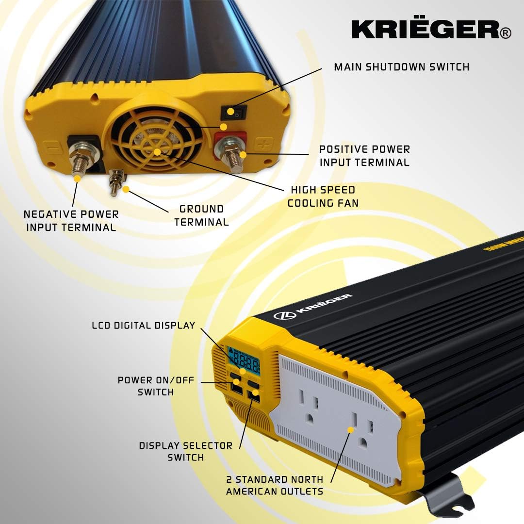 2000 Watts 12V to 110V Modified Sine Wave Power Inverter Z254