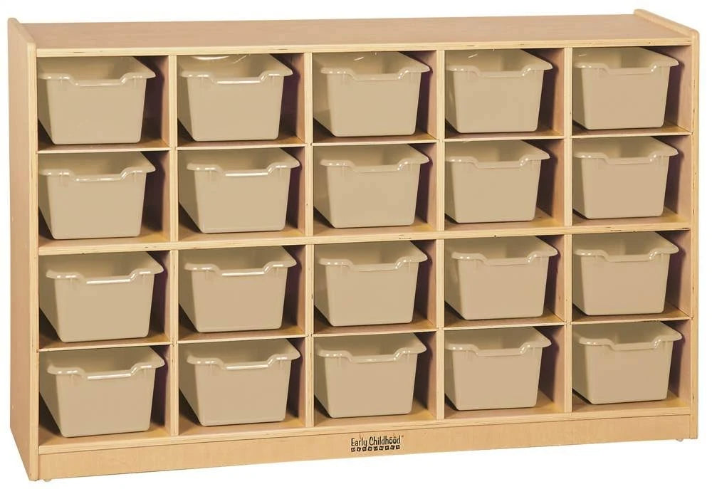 20-Cubby Birch Tray Cabinet with Sand Bins O390611