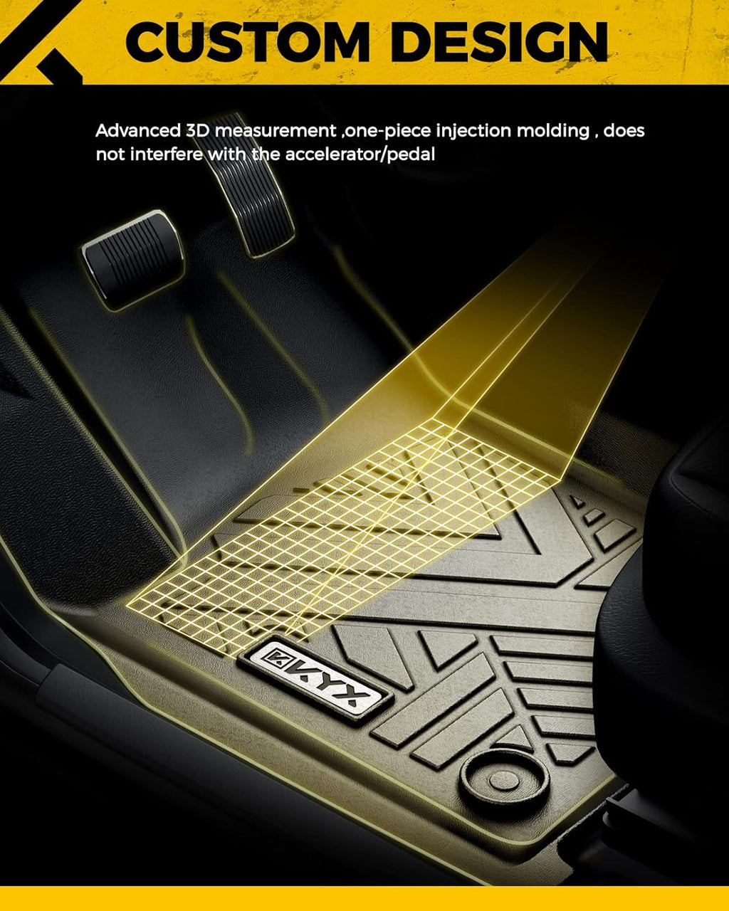 All Weather TPE Black Car Floor Mats Front & 2nd Row Z871