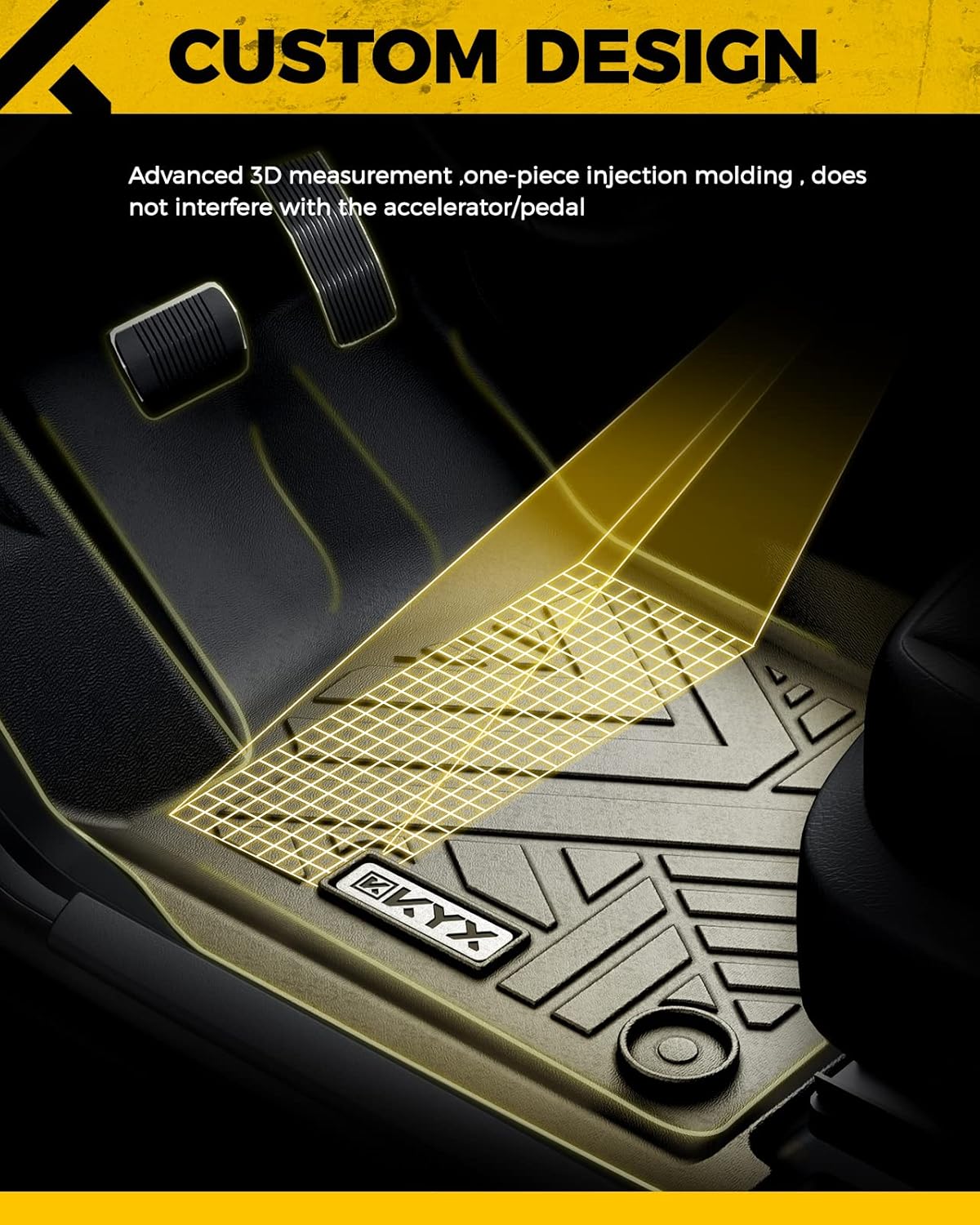 All Weather TPE Black Car Floor Mats Front & 2nd Row Z871