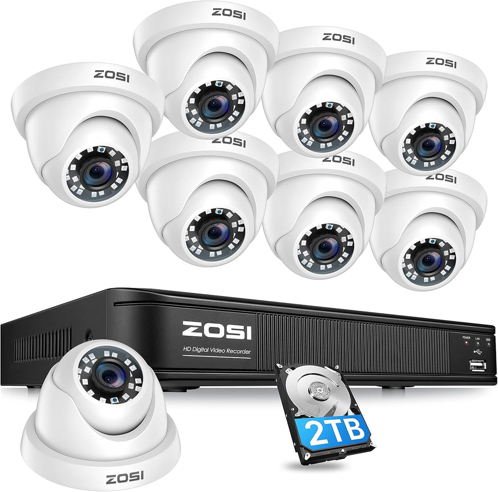 1080P 8 Channel Security Camera System with 8 Dome Cameras R9910