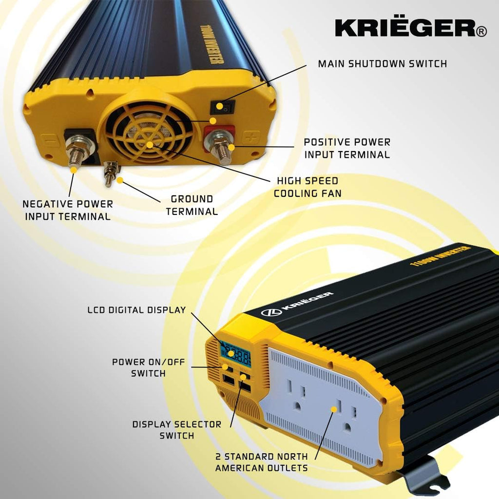 2000 Watts 12V to 110V Modified Sine Wave Power Inverter Z254
