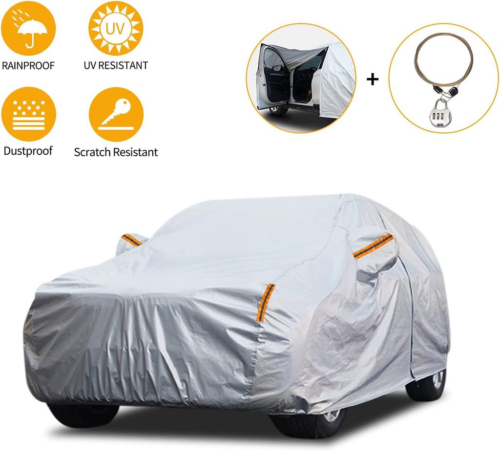 6 Layers Waterproof Car Cover with Zipper Lock Cable P1025