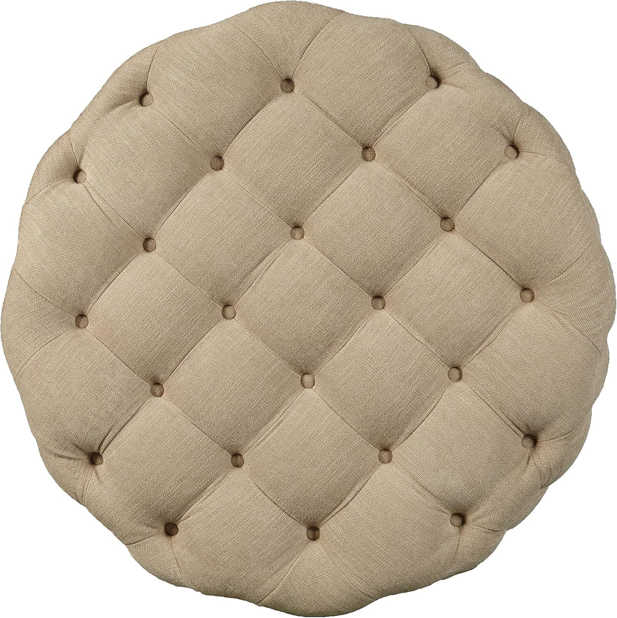 Beige Round Tufted Ottoman G8786