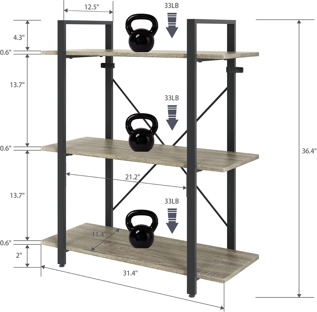 4-Tier Metal Frame Bookcase with Wood Shelves J176