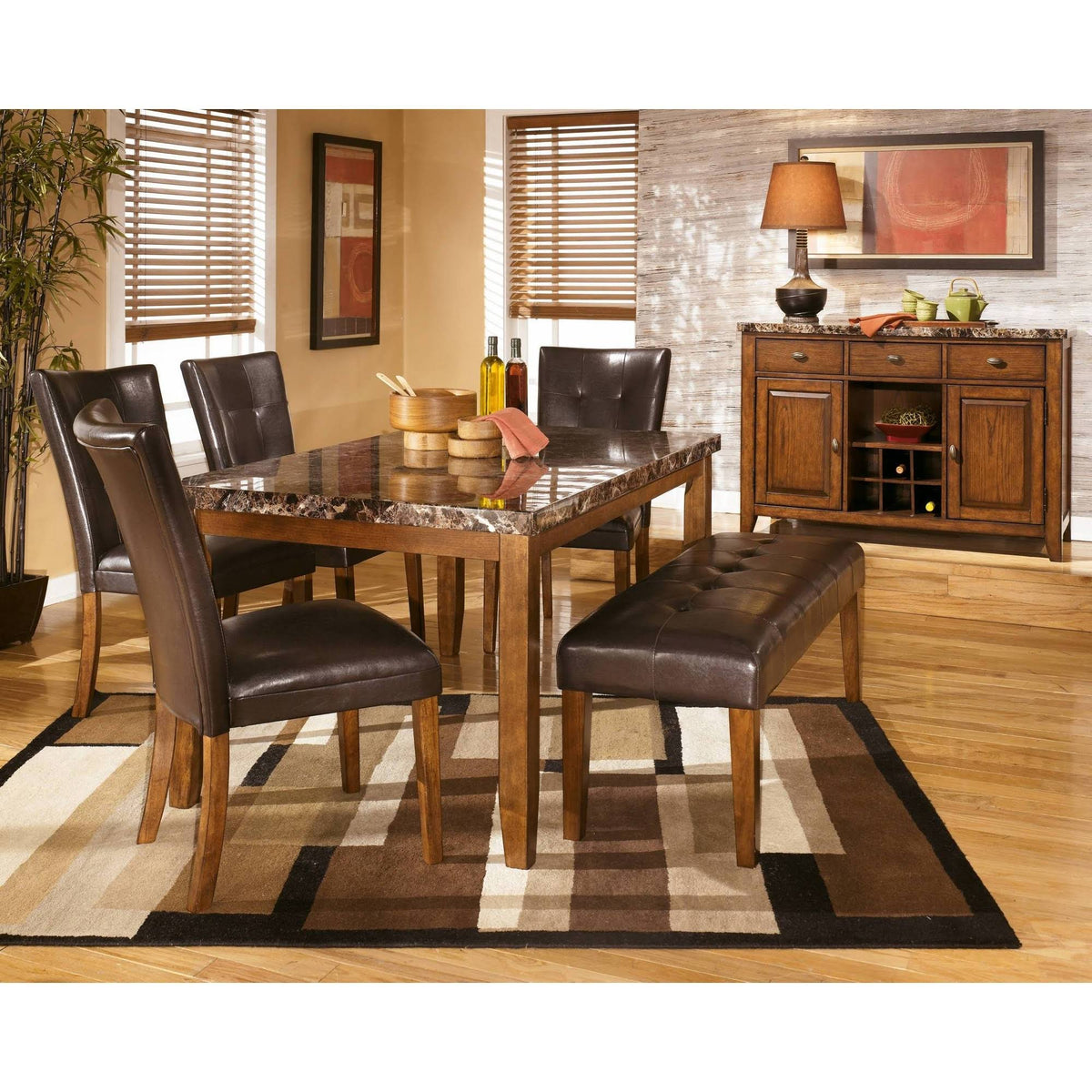 Medium Brown Upholstered Dining Bench N884