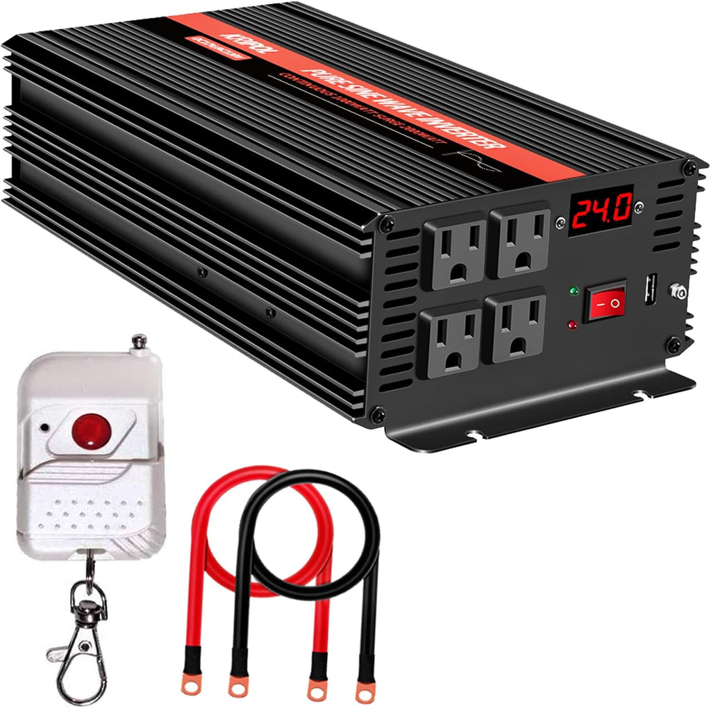 1000 Watt Pure Sine Wave Inverter 12v DC to 110/120v AC D294235