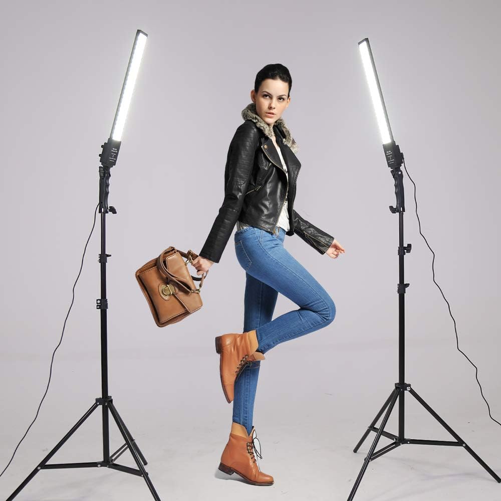 2 Packs Dimmable Bi-Color LED Video Light with Tripod Stand Bag 376 LED Beads 3200-5500K CRI 96+ Q54171