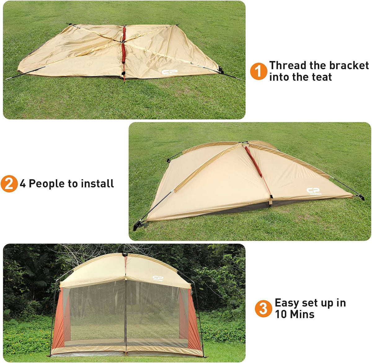 12 x 10 Ft Beige Screened Mesh Canopy Tent H201