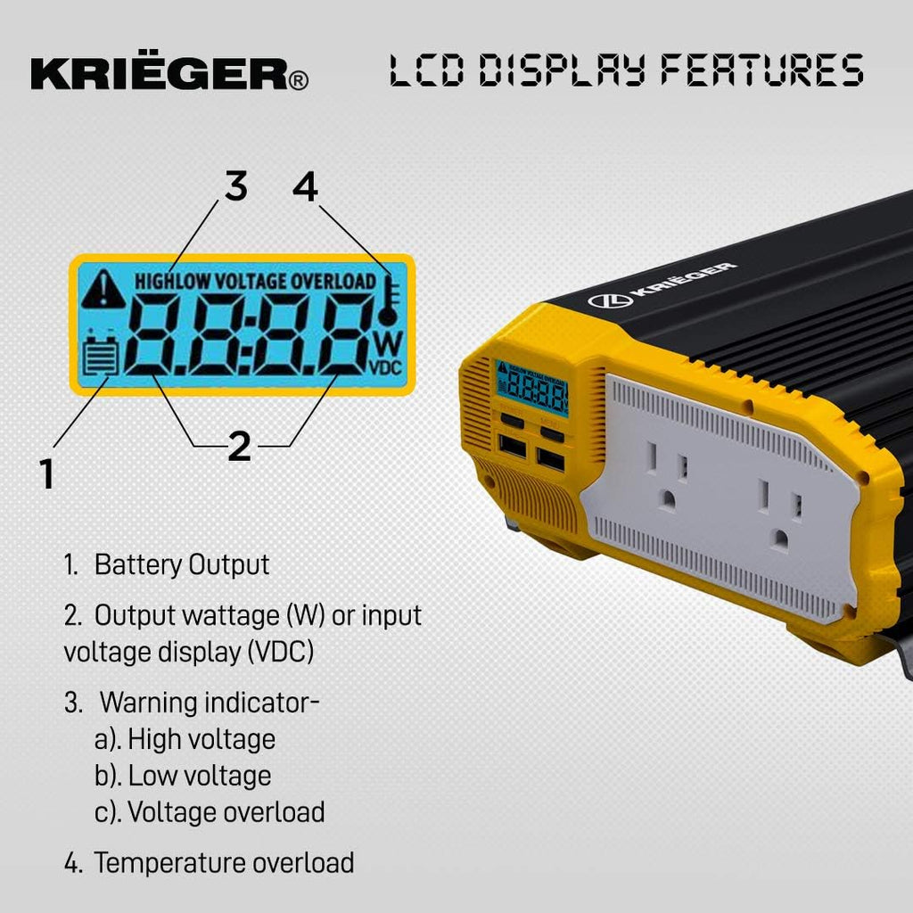 2000 Watts 12V to 110V Modified Sine Wave Power Inverter Z254