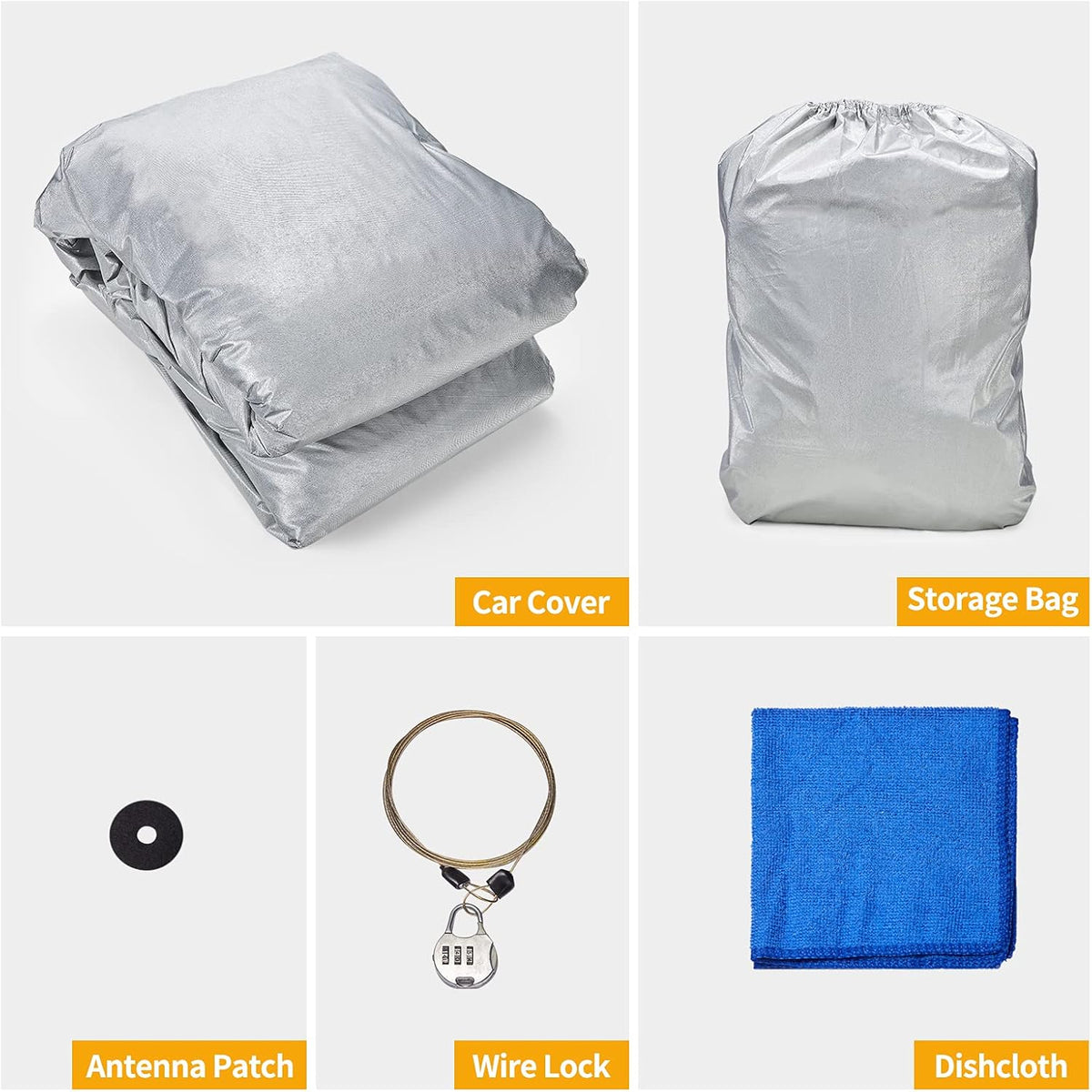 6 Layers Waterproof Car Cover with Zipper Lock Cable P1025