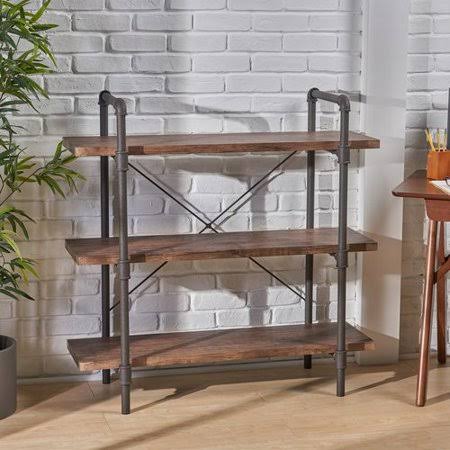 Brown 3 Tier Faux Wood Bookcase Y2533