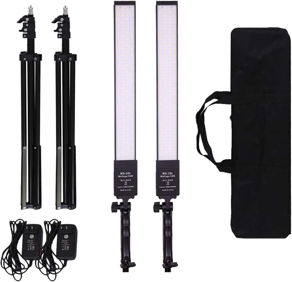 2 Packs Dimmable Bi-Color LED Video Light with Tripod Stand Bag 376 LED Beads 3200-5500K CRI 96+ Q54171