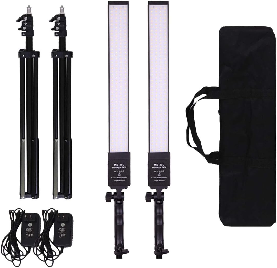 2 Packs Dimmable Bi-Color LED Video Light with Tripod Stand Bag 376 LED Beads 3200-5500K CRI 96+ Q54171