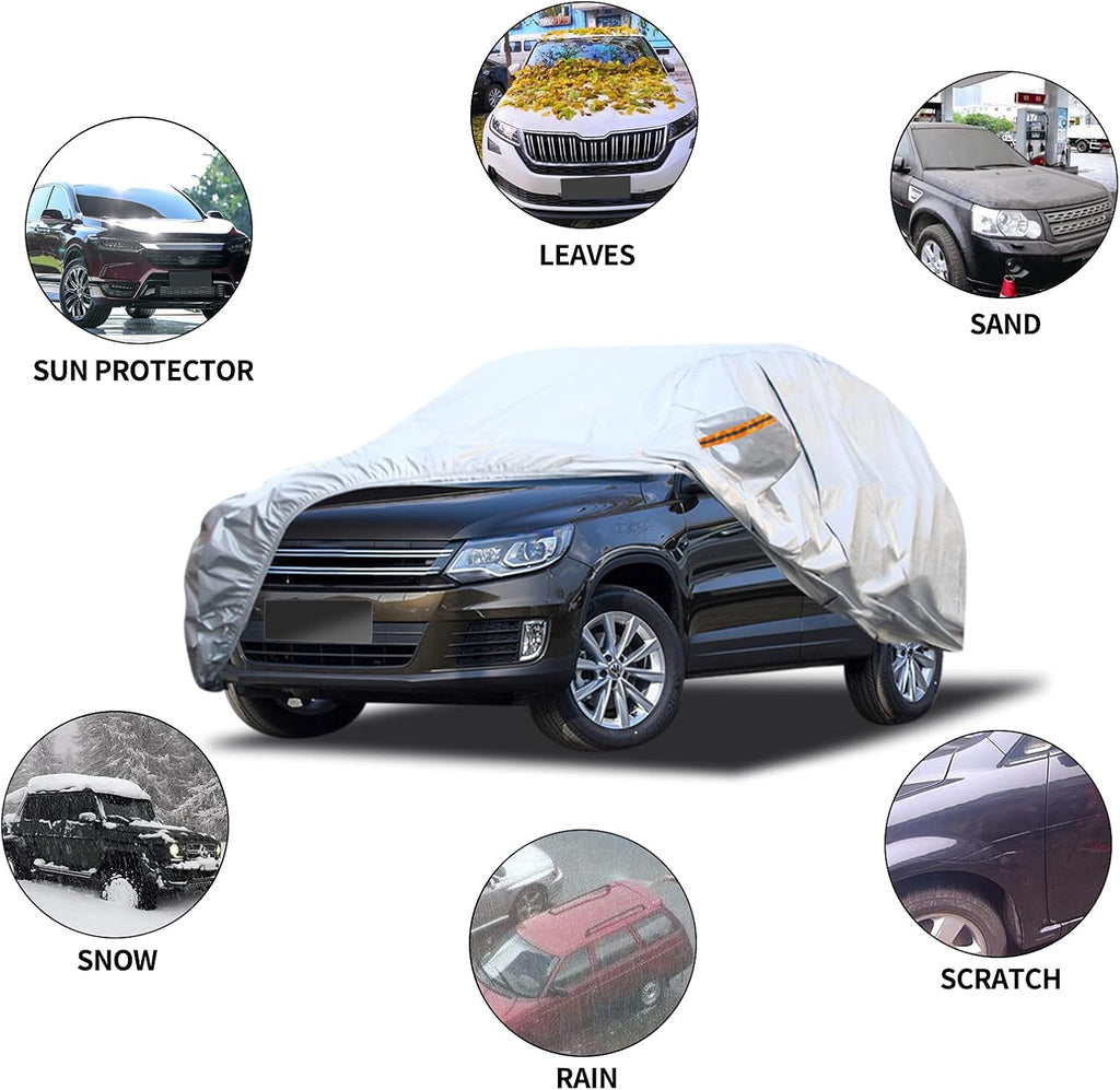 6 Layers Waterproof Car Cover with Zipper Lock Cable P1025