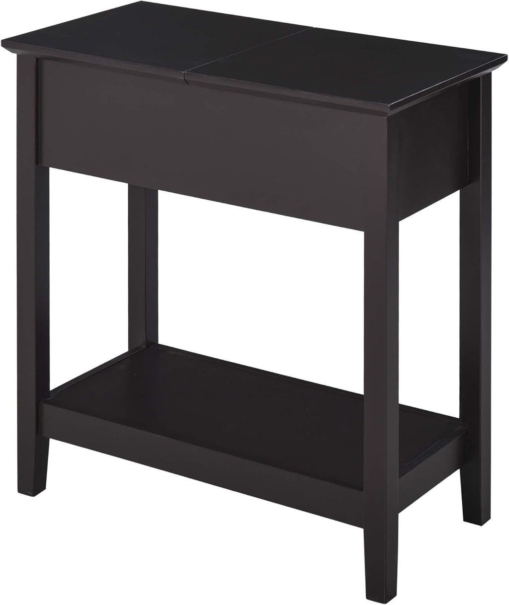 Flip Top Side Table with Storage Cabinet and Bottom Shelf A747