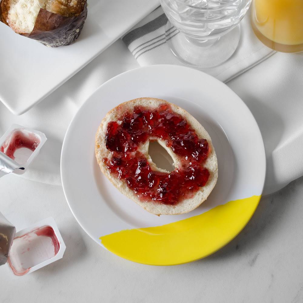White Yellow Wide Rim Round Melamine Plate L595