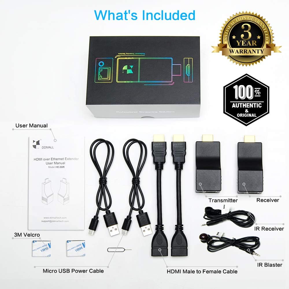 Mini 4K HDMI Extender Over Single CAT5e/CAT6 Cable with IR Remote N8997