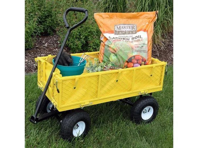 Yellow Utility Cart with Folding Sides and Liner Set Y8032