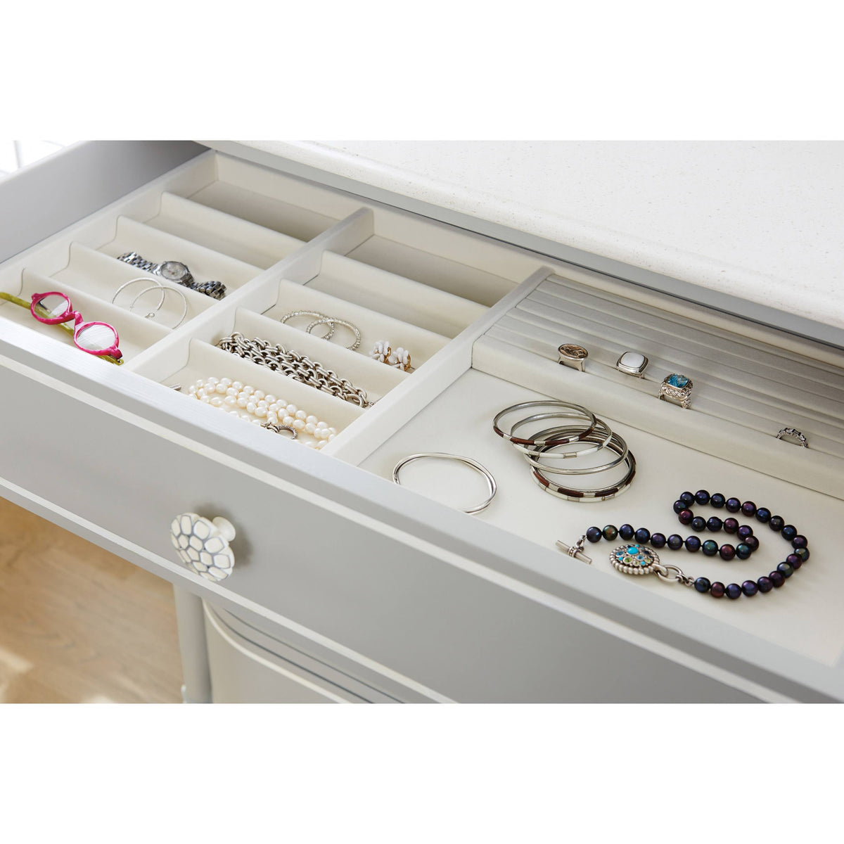 Gray Four Drawer Nightstand H8700
