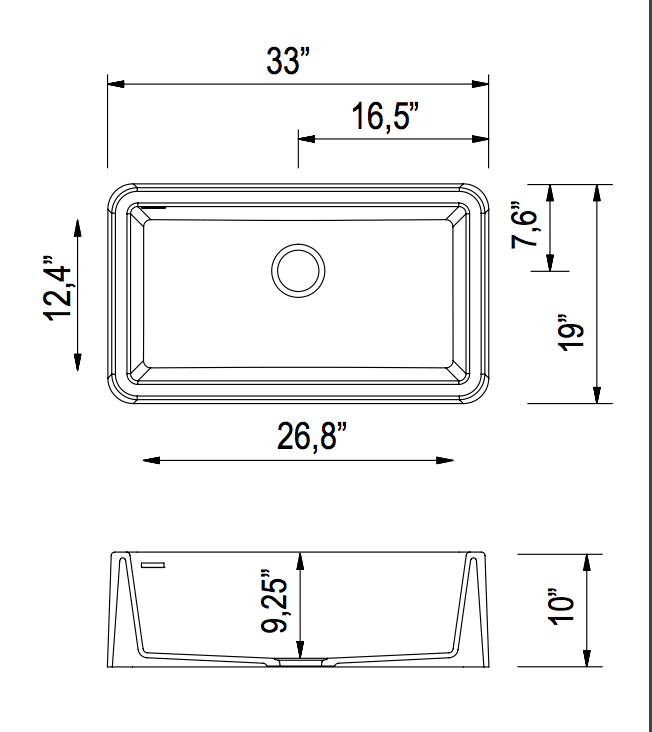 33x22 Metallic Apron Kitchen Sink Titanium Grey N32217