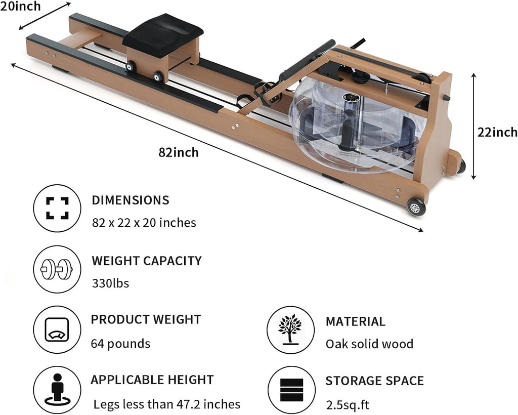 Water Rowing Machine with Bluetooth Monitor S394