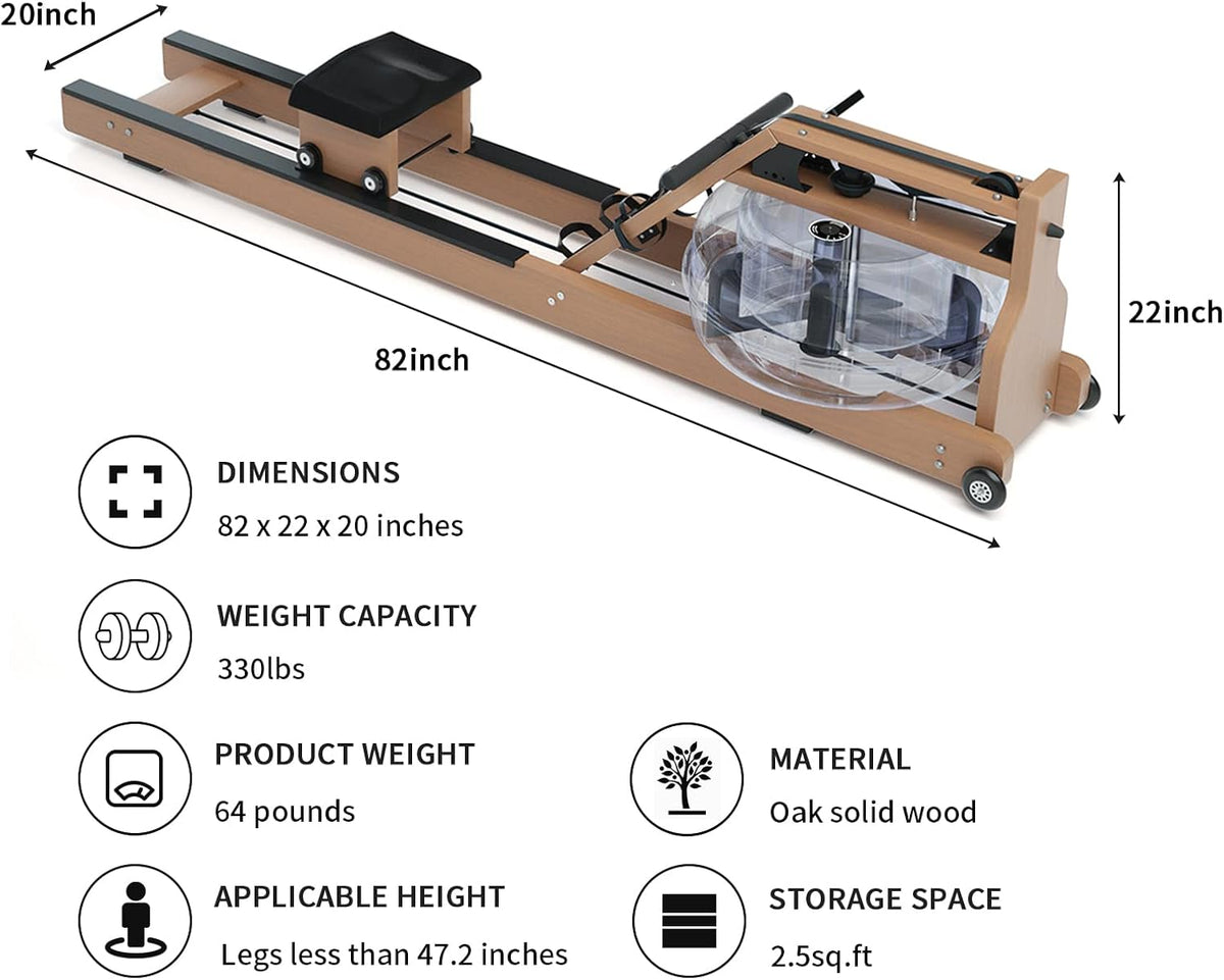 Water Rowing Machine with Bluetooth Monitor S394