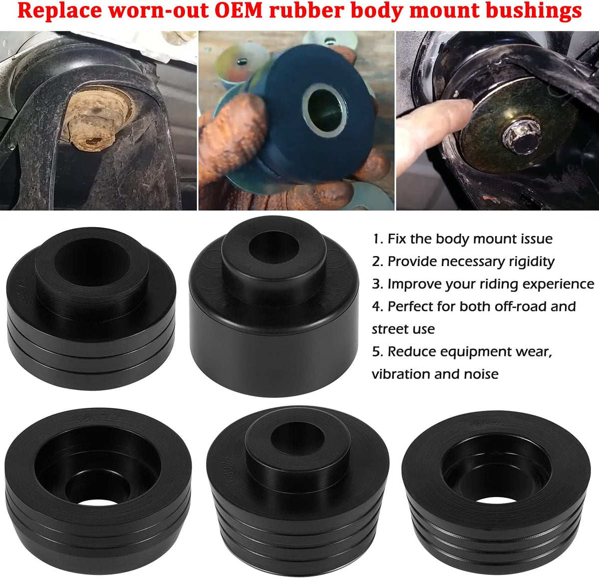 Black 62 Pcs Body Mount Bushing Kit V32261