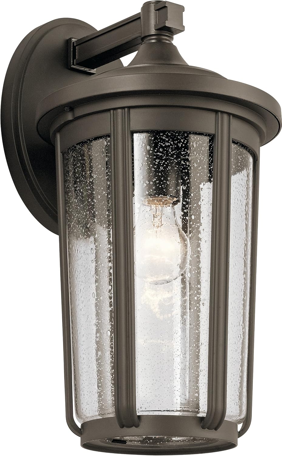 1 Light Outdoor Wall Light with Clear Water Glass in Textured Black H602
