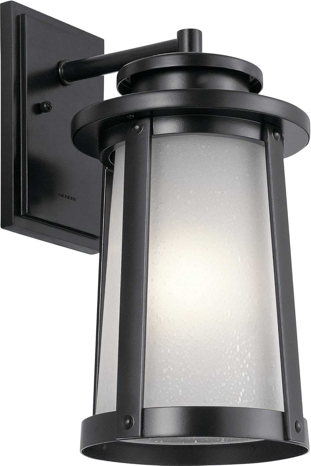 1 Light Outdoor Wall Light with Clear Water Glass in Textured Black H602
