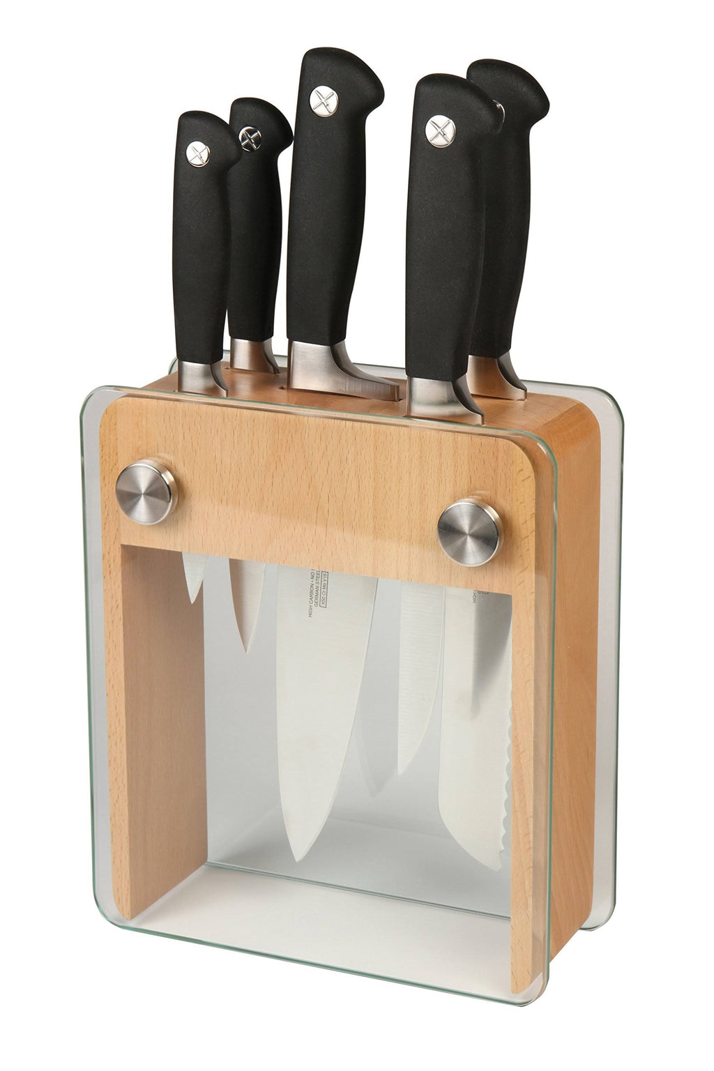 6-Piece Wood Glass Knife Block Set N835766