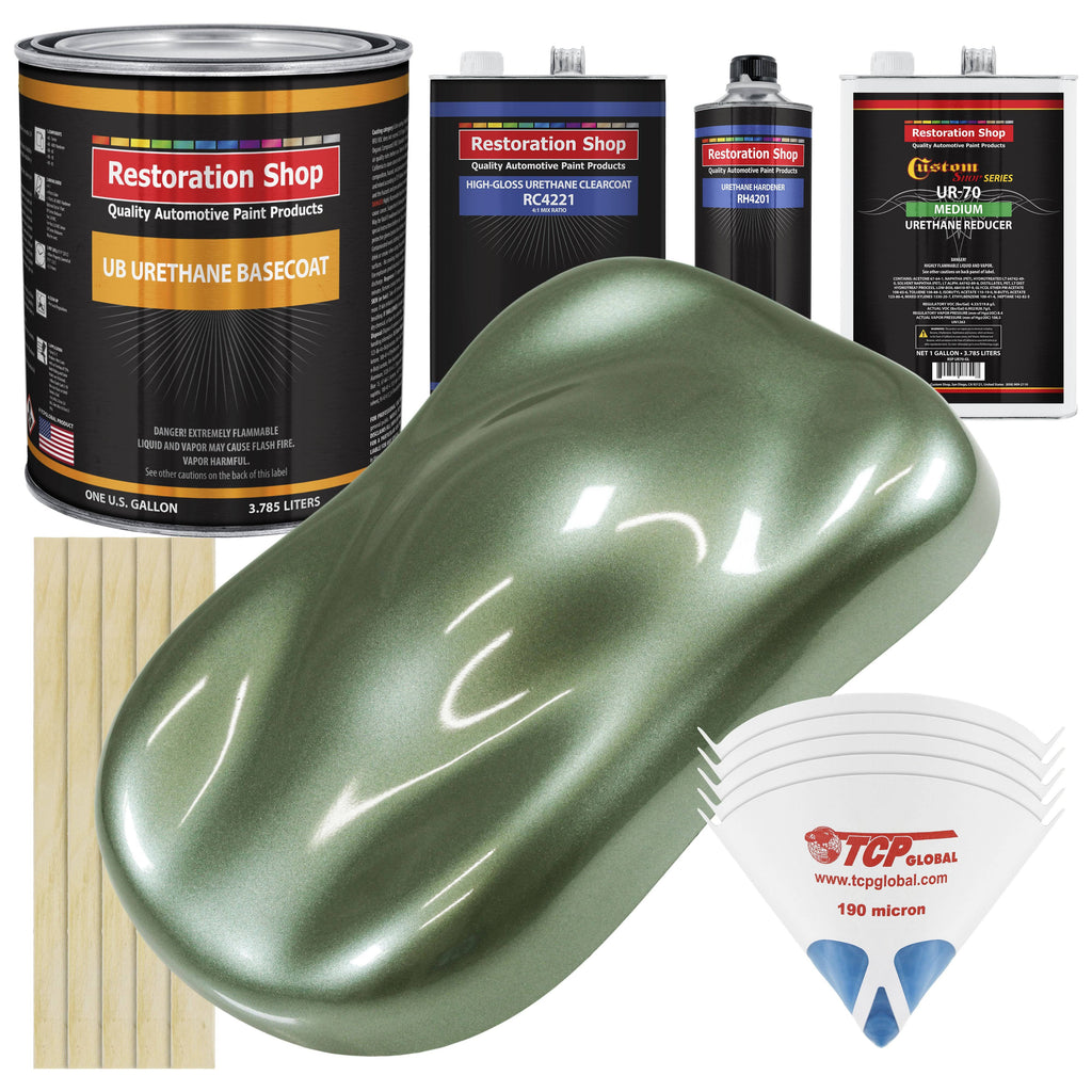 Fern Green Metallic Urethane Basecoat Clearcoat Car Auto Paint Medium Gallon Kit E31053