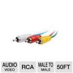 50 ft Black Composite Video and Stereo Audio Cable X907