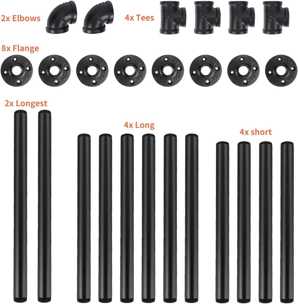 Industrial Wall Mount Iron Pipe Shelving 5 Tier Black L293904