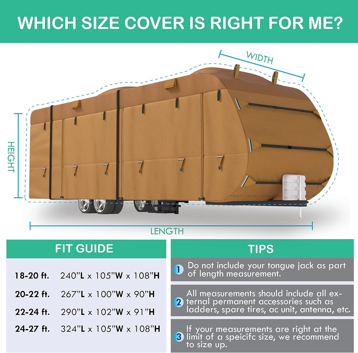 22’-24’ RV & Trailer Covers with Storage Bag O6050