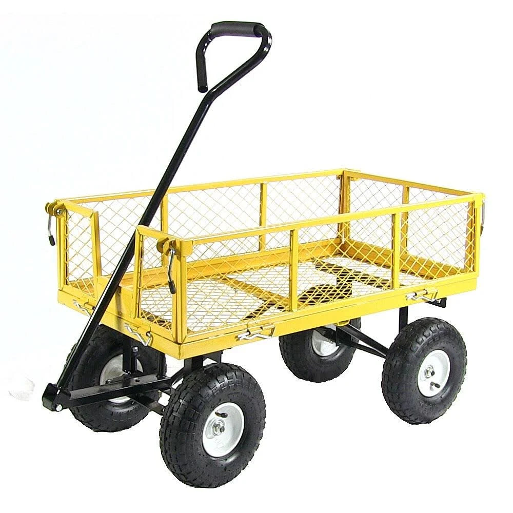 Yellow Utility Cart with Folding Sides and Liner Set Y8032