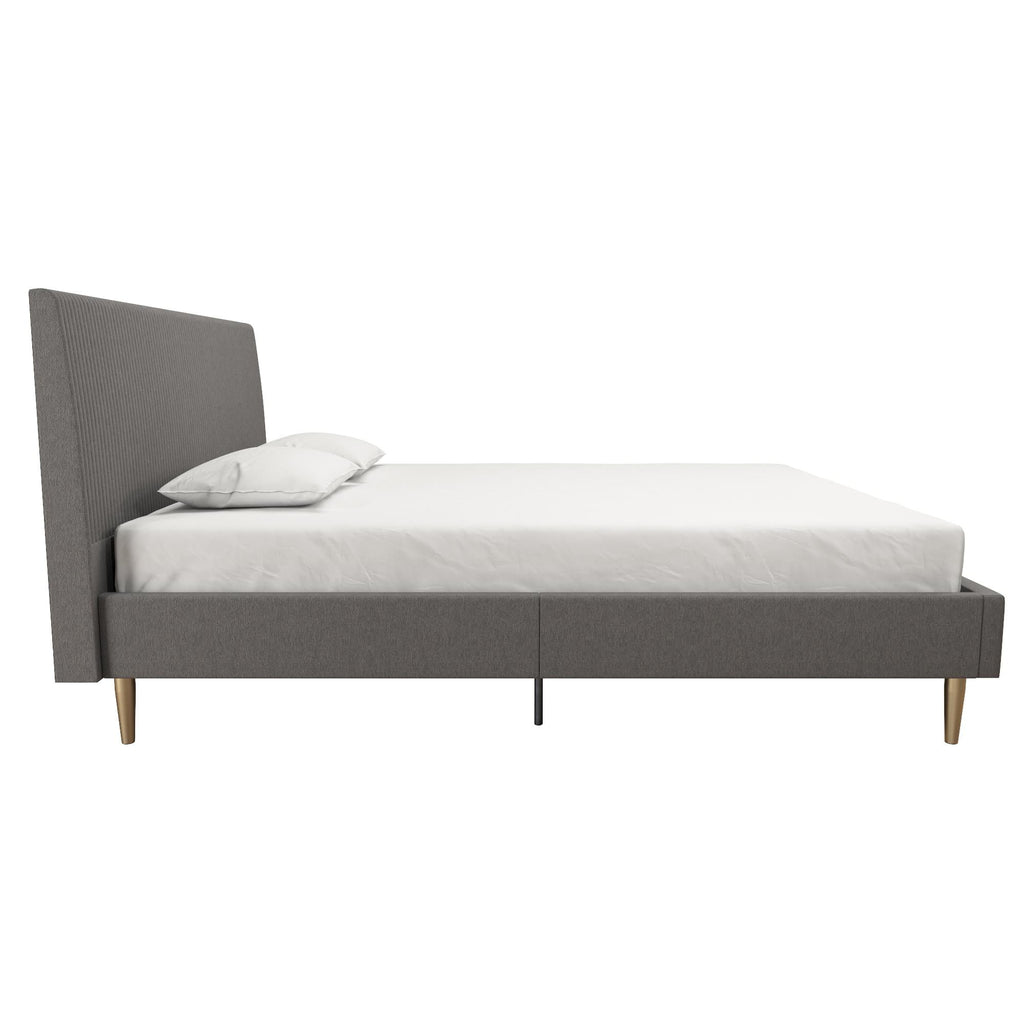 Ivory Velvet Queen Upholstered Bed with Headboard R361