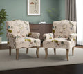 Upholstered Armchair Set of 2 with Pattern & Wooden Legs W90975