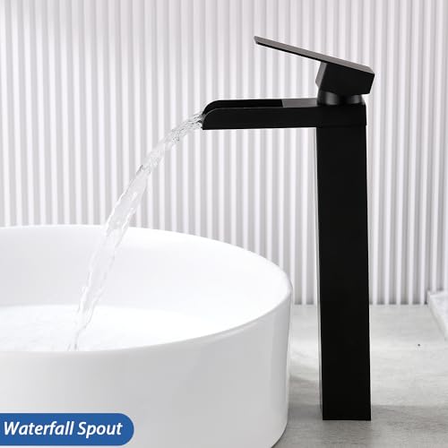 Black Single Handle Bathroom Faucet with Pop-up Drain and Hose X587561