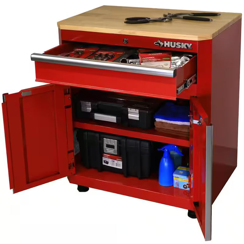 24-Gauge Steel 1-Drawer 2-Door Garage Base Cabinet in Red T187