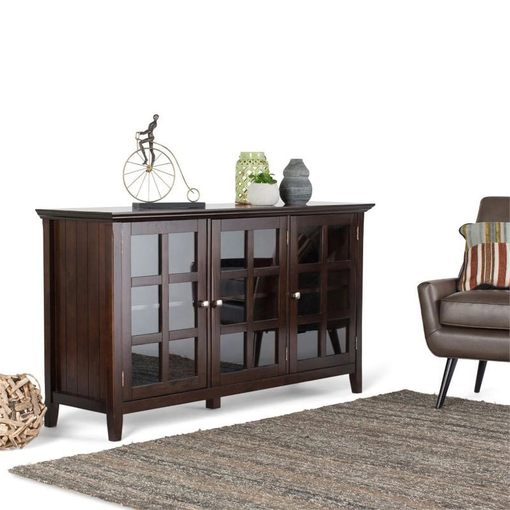 3 Doors Solid Wood Cabinet in Brunette Brown L6189