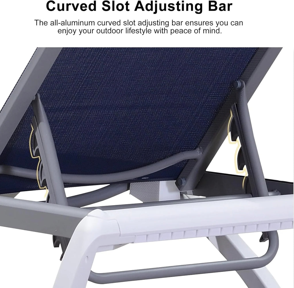Navy Blue Stackable Patio Chaise Lounge Chair F9664