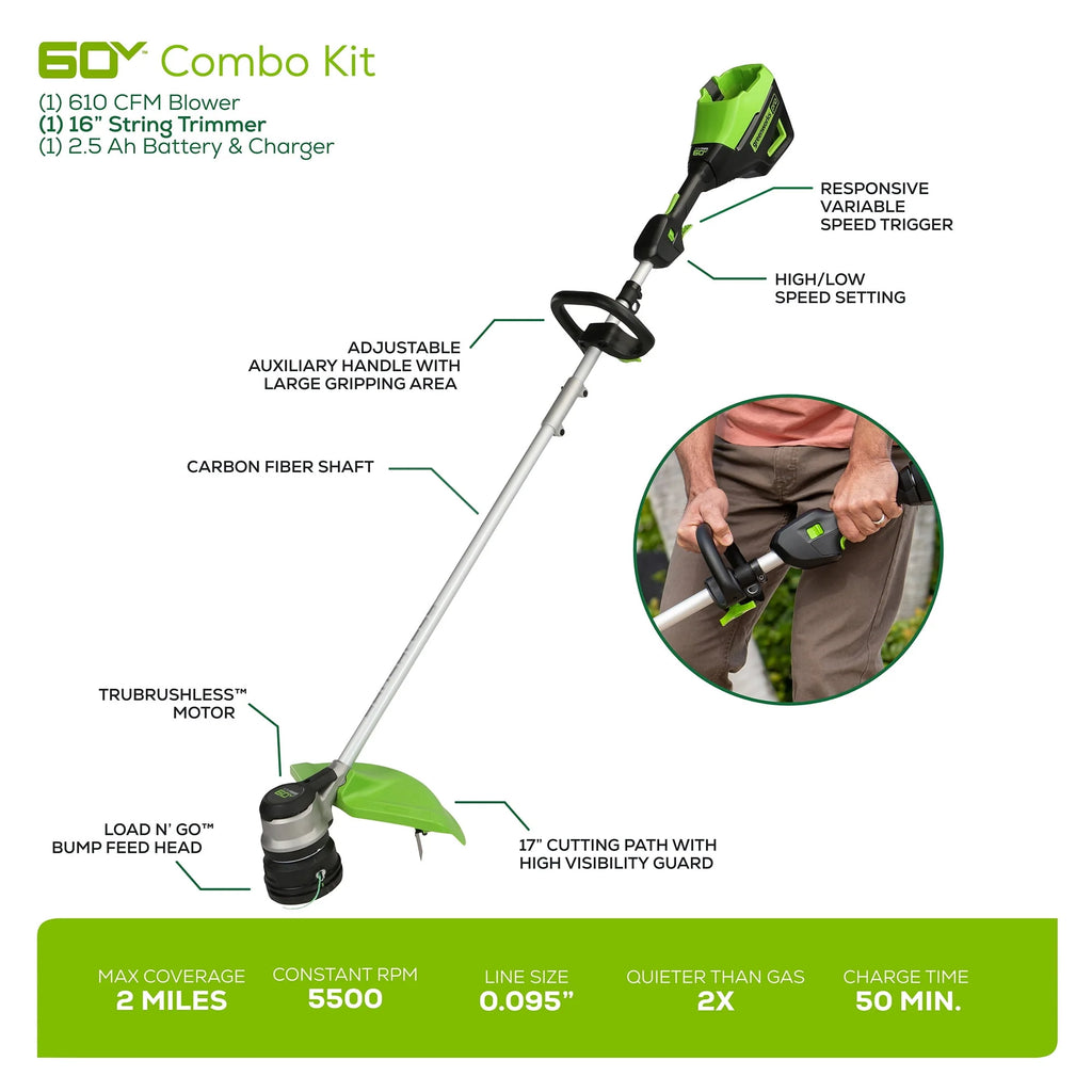 60V Cordless String Trimmer and Leaf Blower Combo Kit M951