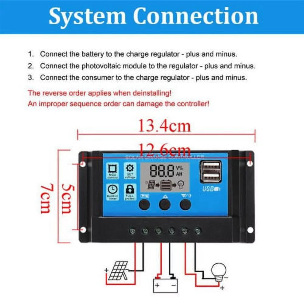 300W Solar Panel Kit with Controller and Power Inverter D9762